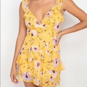 Floral Ruffle trim fit & flare mini dress